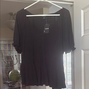 Torrid Black Fitted Ruffled Blouse